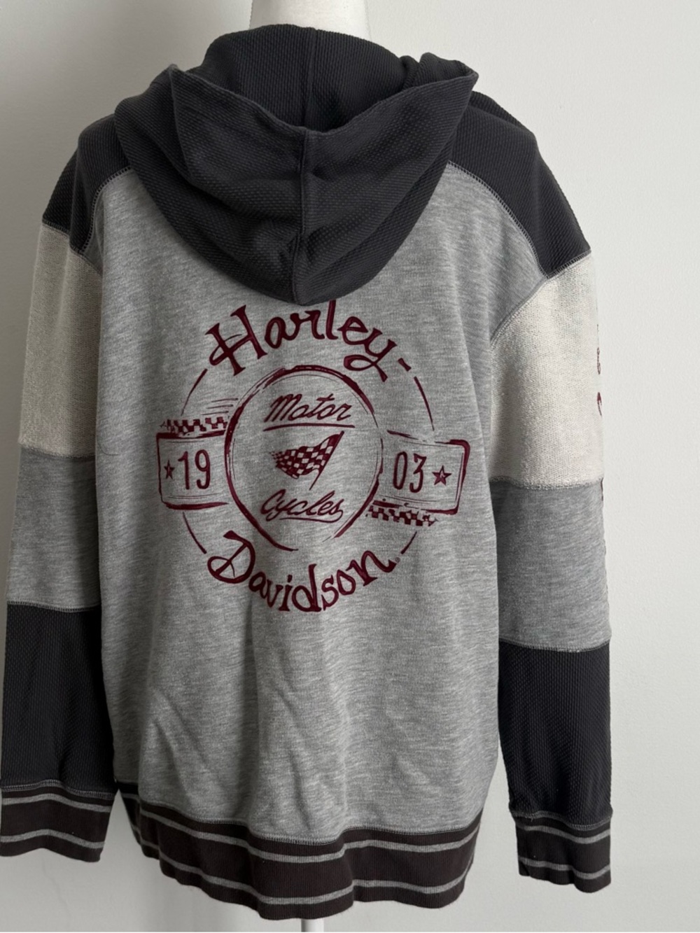 Harley Davidson Hoodie 03 Graphic Colorblock Thermal Sleeve Women’s 2XL - Picture 4 of 12